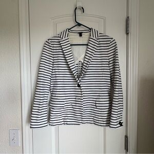 J. Crew Women’s White And Blue Striped Mairtime Button Blazer - Size XS